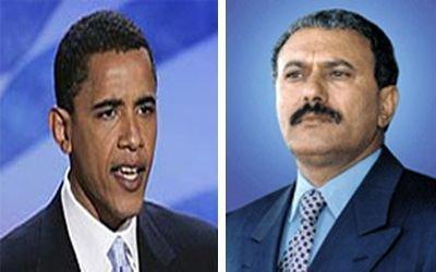 Almotamar Net - President Ali Abdullah Saleh received on Thursday a telephone call from U.S. President Barrack Obama. 
The two leaders discussed the bilateral relationship and mutual cooperation on all fronts. 
